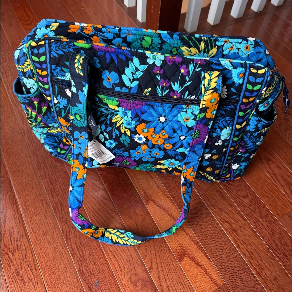 Vera Bradley Blue and Black Tote with Adjustable Strap